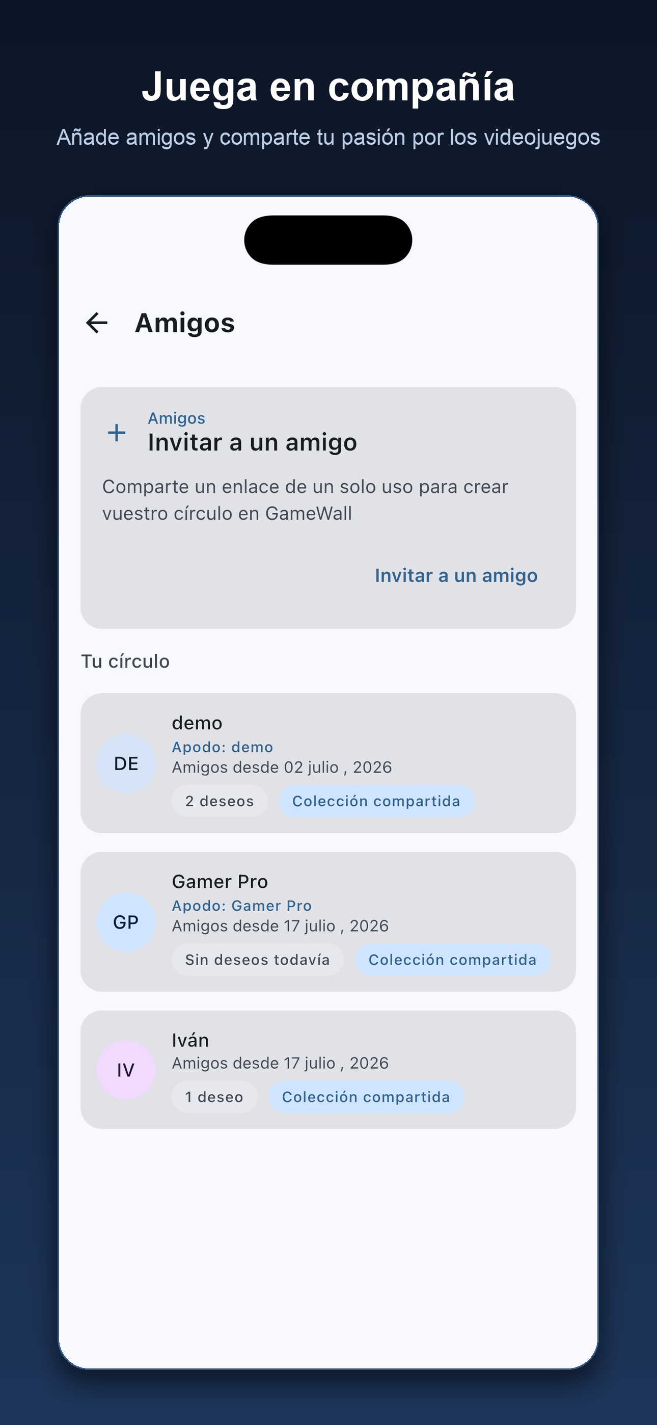 Amigos en GameWall